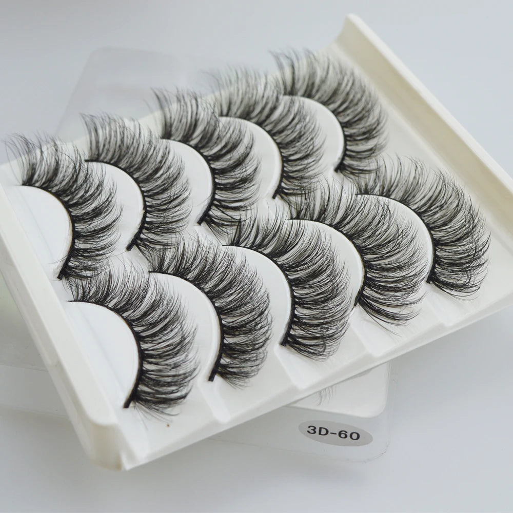 QSTY 3D Mink False Eyelashes – Dramatic Black Volume, 5 Pairs