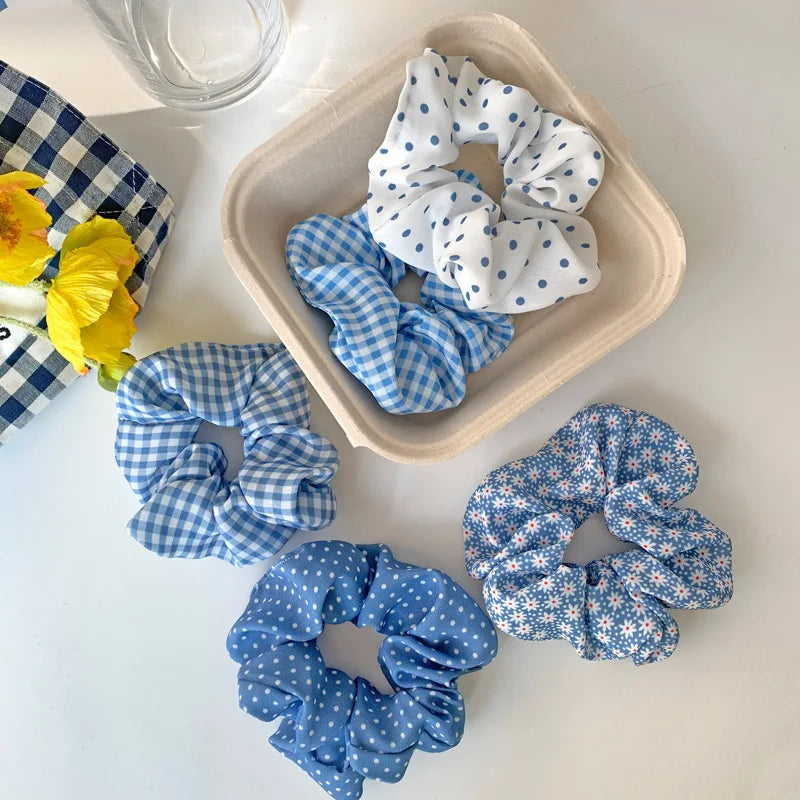 Summer Beach Style Women’s Hair Scrunchies Set – Blue Series Korean Hair Accessories
