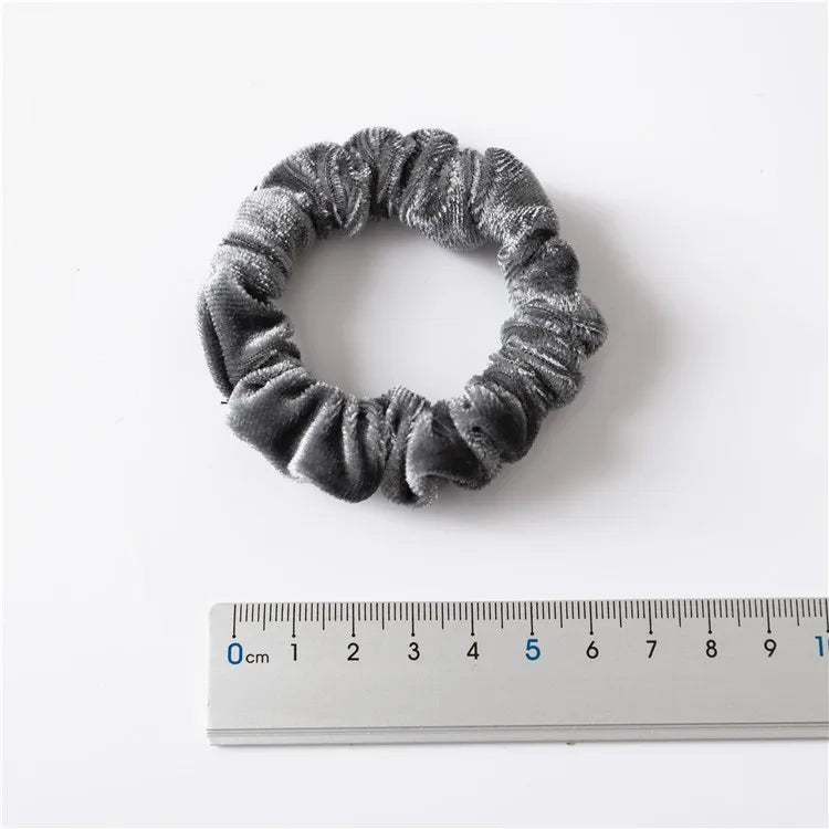 New Trendy Slim Hair Scrunchies Set – 12pcs Thin Velvet Hairbands for Women & Girls, Wholesale Rubber Bands