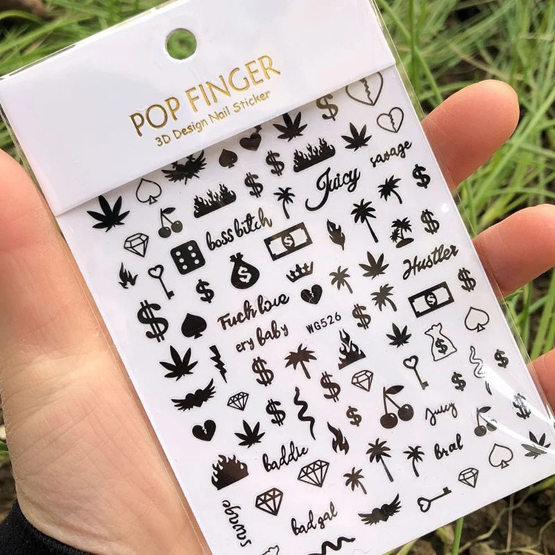 3D Dollar Sign Nail Art Stickers