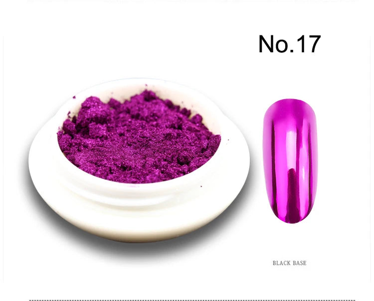 1Pc 19 Colors Nail Glitter Mirror Powder – 0.5g Chrome Dust Pigment for Nail Art & Dip Powder, JK47441