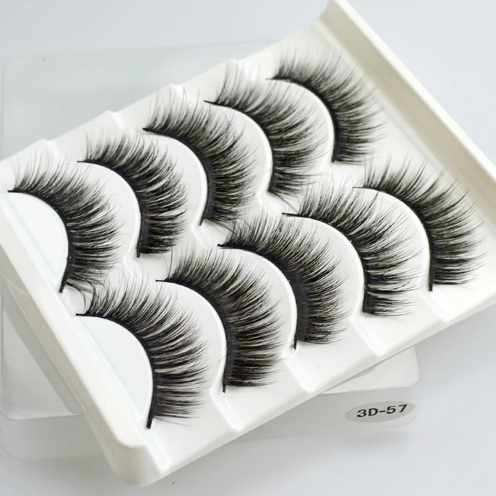 QSTY 3D Mink False Eyelashes – Dramatic Black Volume, 5 Pairs