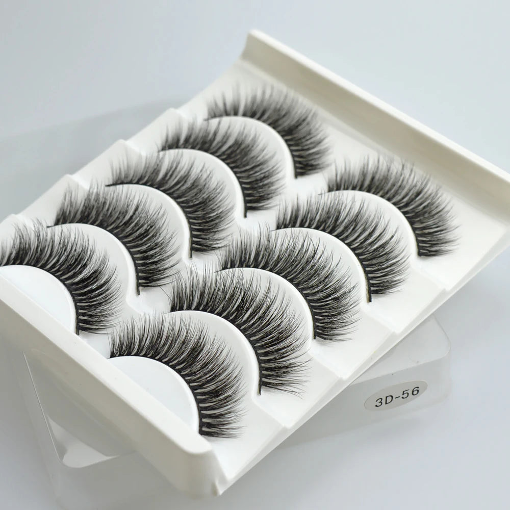 QSTY 3D Mink False Eyelashes – Dramatic Black Volume, 5 Pairs
