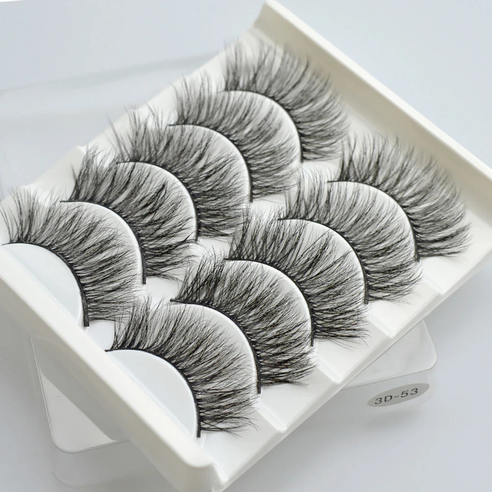 QSTY 3D Mink False Eyelashes – Dramatic Black Volume, 5 Pairs