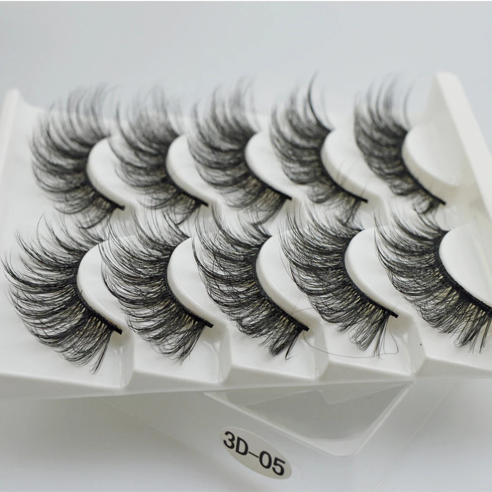 QSTY 3D Mink False Eyelashes – Dramatic Black Volume, 5 Pairs