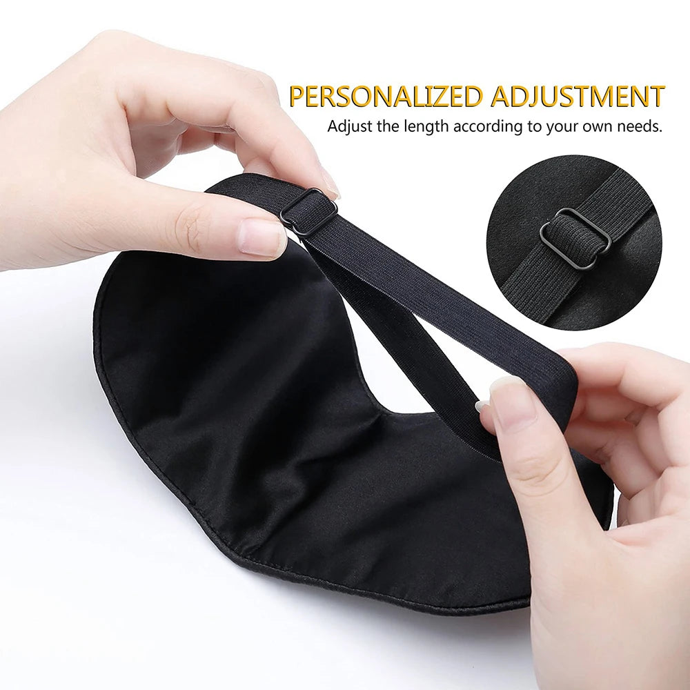 Ultra Soft Natural Silk Sleep Mask with Cotton Filling – Skin-Friendly Eye Mask with Adjustable Strap for Comfortable Sleep