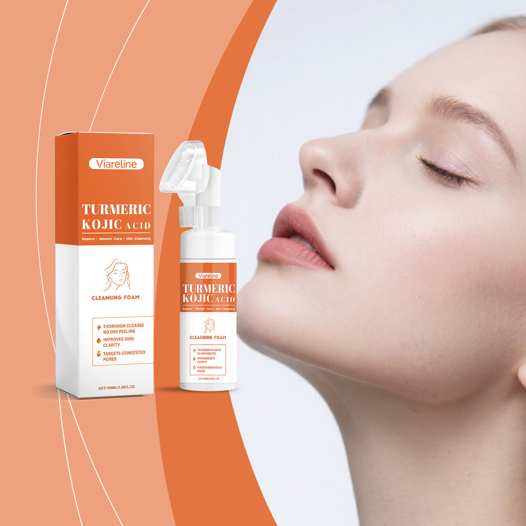 Turmeric Face Cleanser – Deep Cleansing, Oil Control, Acne & Blackhead Remover, Hydrating & Brightening Foam