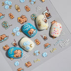 Kawaii Capybara & Spotted Puppy Nail Art Stickers – DIY Manicure Decals