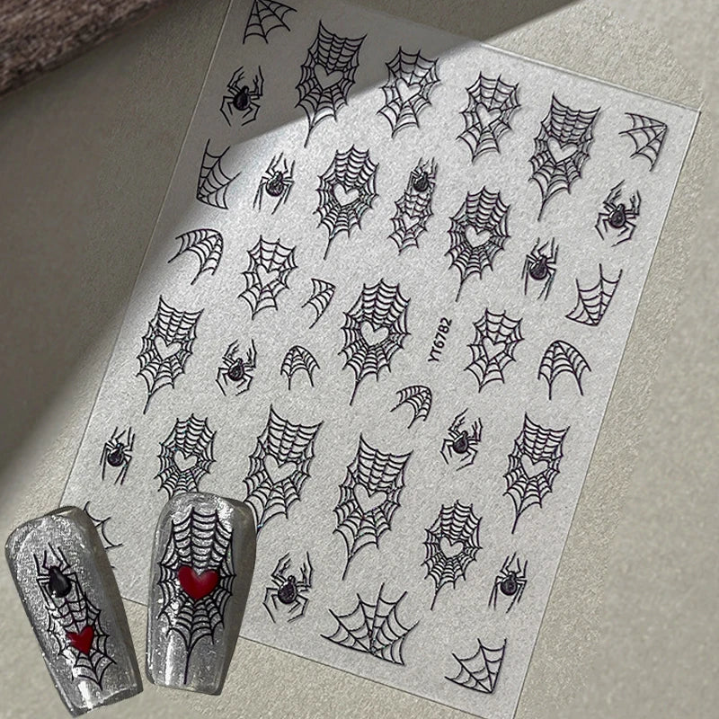 3D Halloween Nail Stickers – Laser Ghost, Spider & Pumpkin Decals