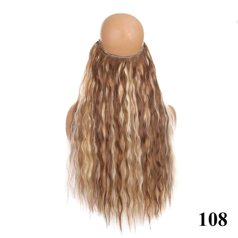 Fish Line Hair Extensions – Straight & Curly, 40/50/60cm, Daily Wear