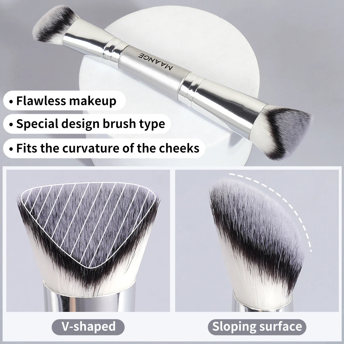 Double-Head Makeup Brushes Set – Foundation, Powder, Concealer, Blusher & Bronzer Skin-Friendly Makeup Tools