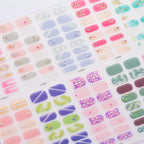 Dopamine Color 5-Sheet Nail Sticker Set – 80 Tips, 3D Foil & Line Full-Cover Wraps