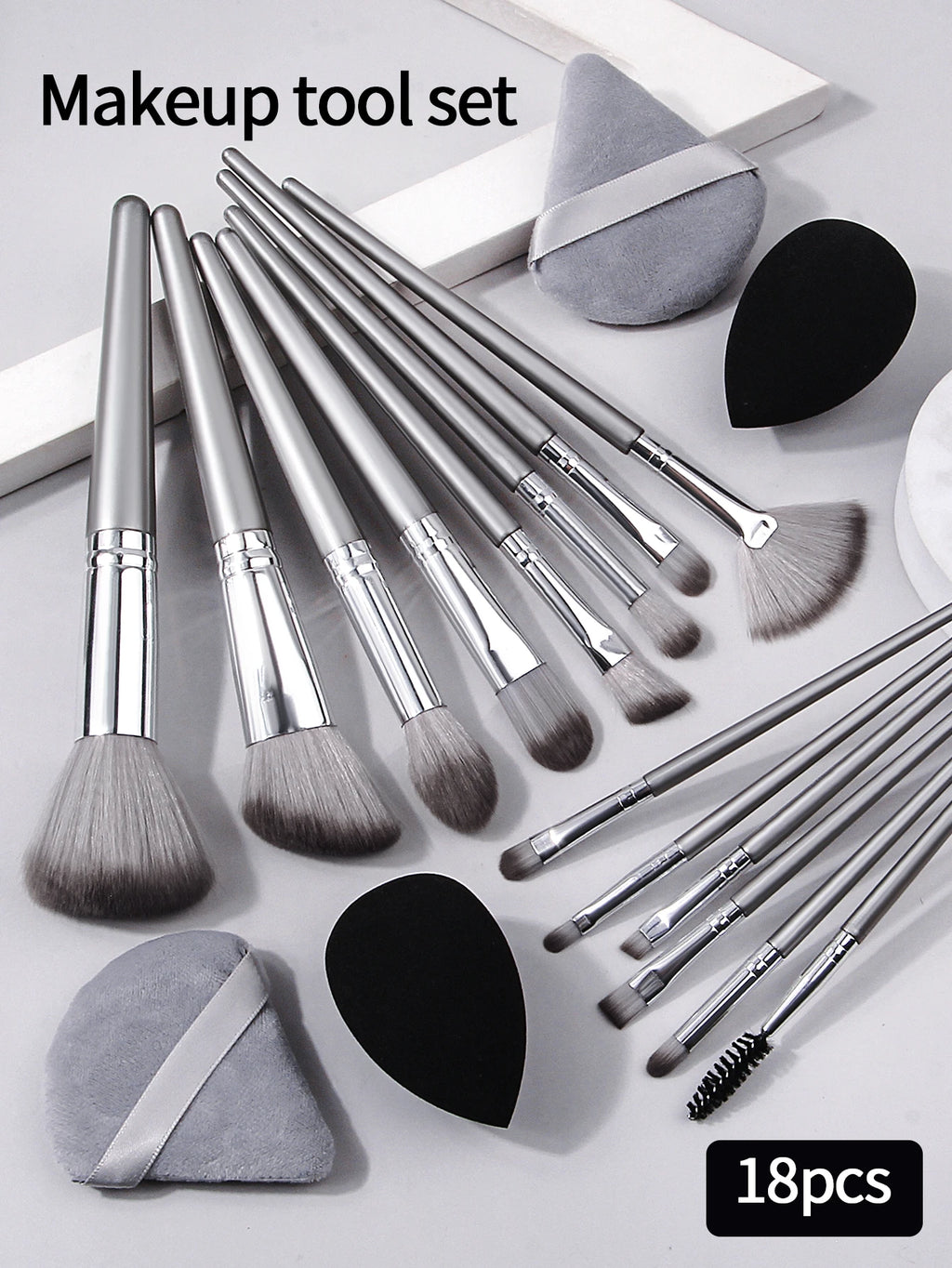 18-Piece Makeup Brush & Sponge Set – Portable, Soft, Dual-Use Tools