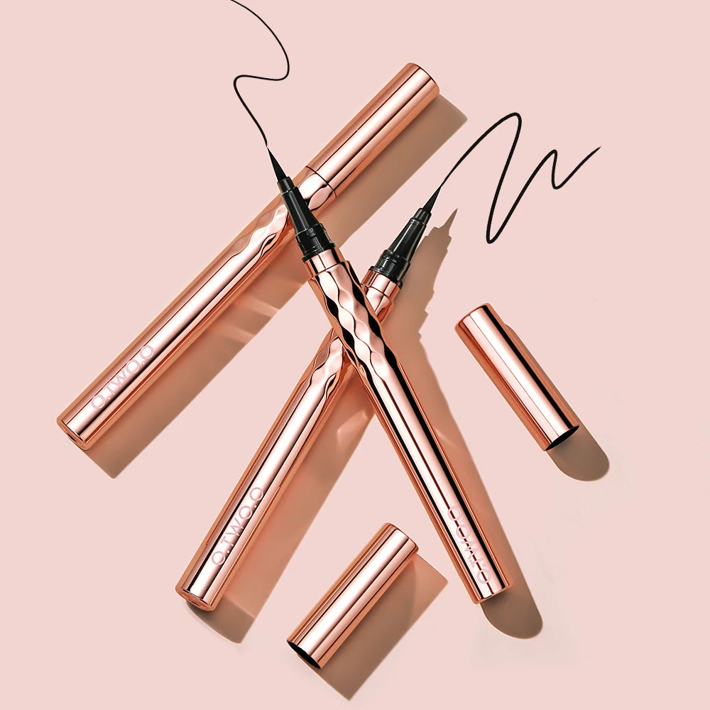 Ultra-Fine Waterproof Liquid Eyeliner Pencil – 12-Hour Smudge-Proof, Quick-Dry Black Liner for Precision Wings & Arrows