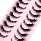 Cat Eye Wispy Mink Lashes – 10 Pairs, Natural Fluffy Long & Short False Eyelashes