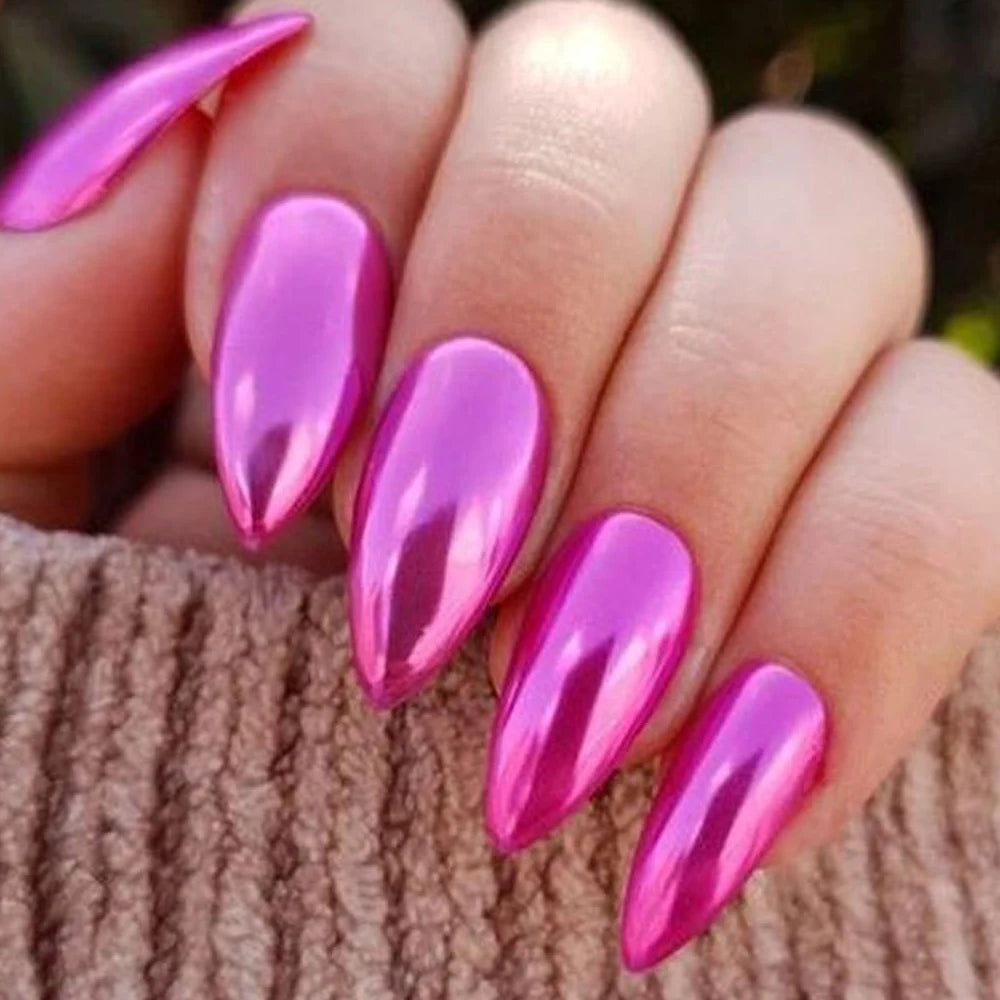 Mirror Effect Metallic Nail Polish – Rose Purple Red Chrome