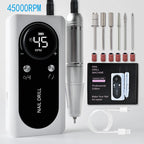 45,000 RPM Rechargeable Electric Nail Drill Machine – Portable Nail File Kit with Nail Mill Cutter Sets & Drill Bits