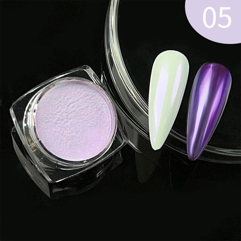 10g Gradient Pearl Nail Powder – Metallic Aurora Effect Glitter Dust for UV Gel Nail Art Decorations