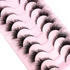 Cat Eye Wispy Mink Lashes – 10 Pairs, Natural Fluffy Long & Short False Eyelashes