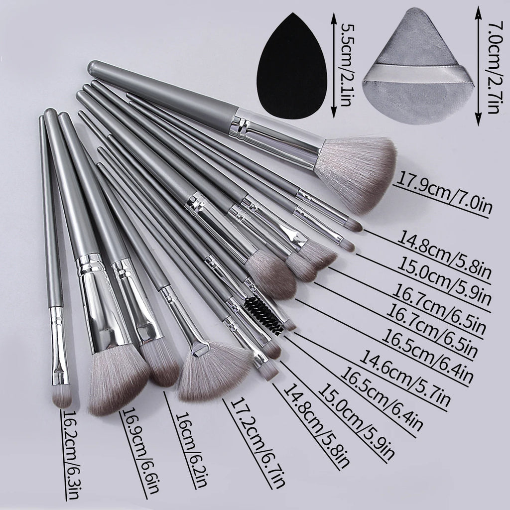 18-Piece Makeup Brush & Sponge Set – Portable, Soft, Dual-Use Tools