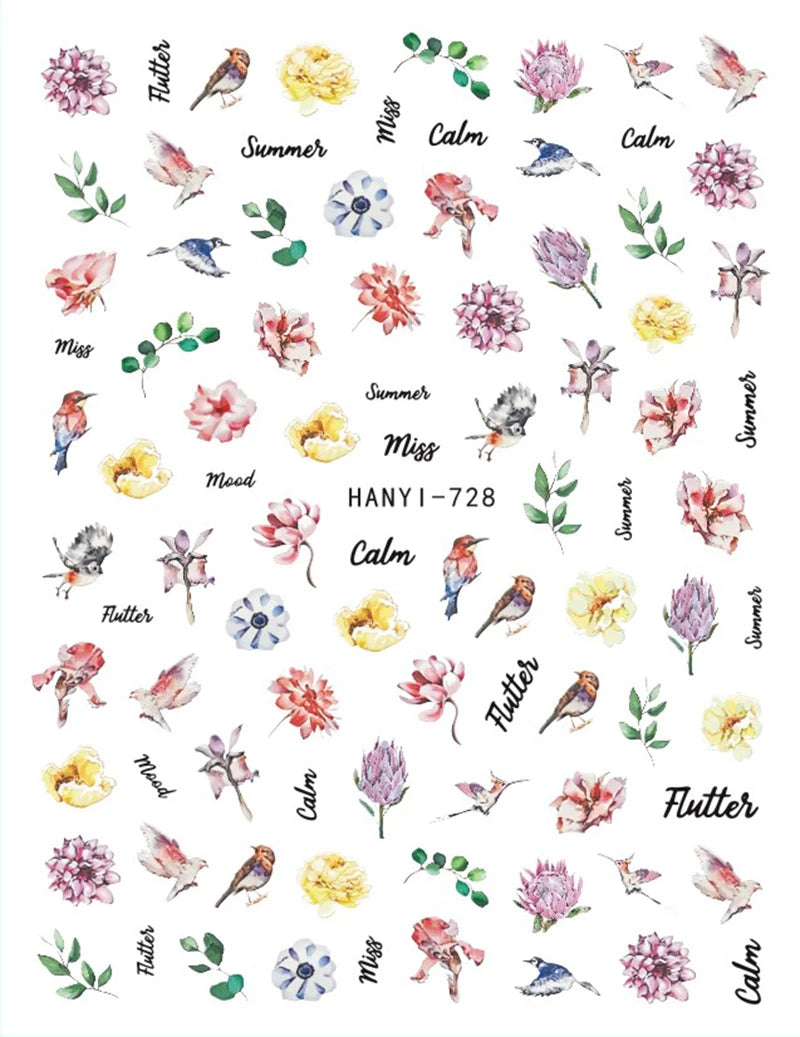 3D Floral & Butterfly Nail Art Stickers