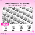 WOSHEER Natural Cluster Lashes – Volume Mixed Eyelash Extensions