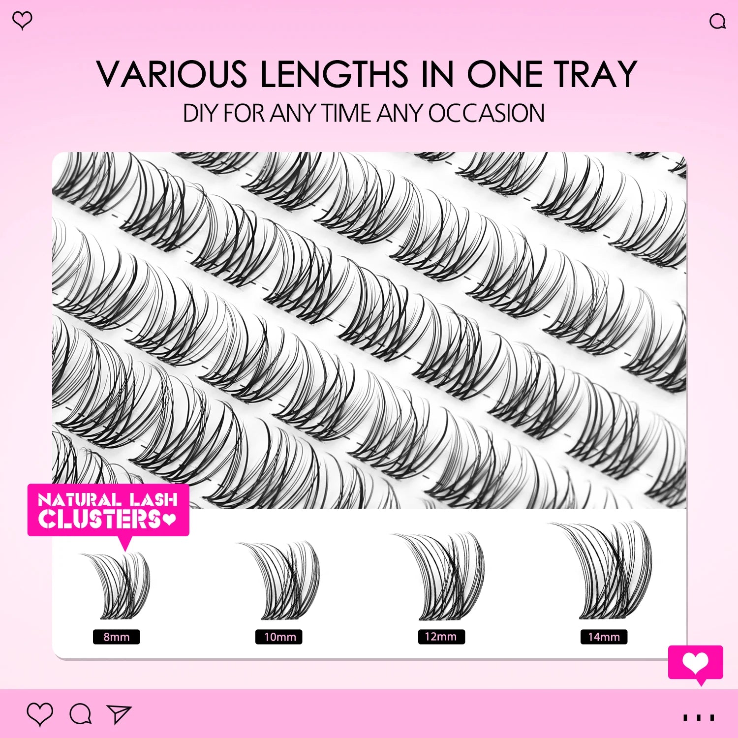 WOSHEER Natural Cluster Lashes – Volume Mixed Eyelash Extensions