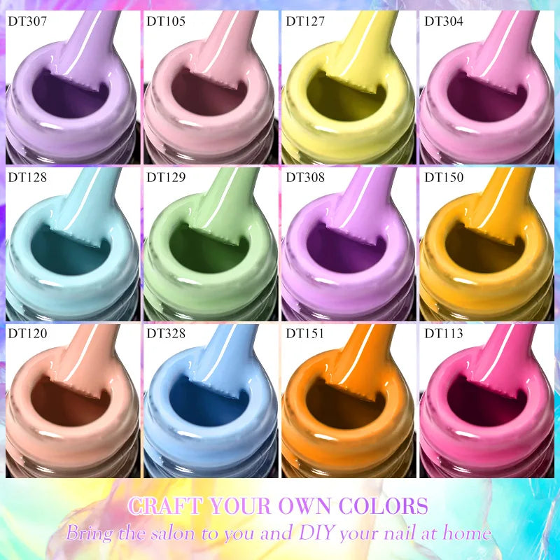 MEET ACROSS 12pcs Macaron Gel Nail Polish Set – UV Soak Off Manicure Kit