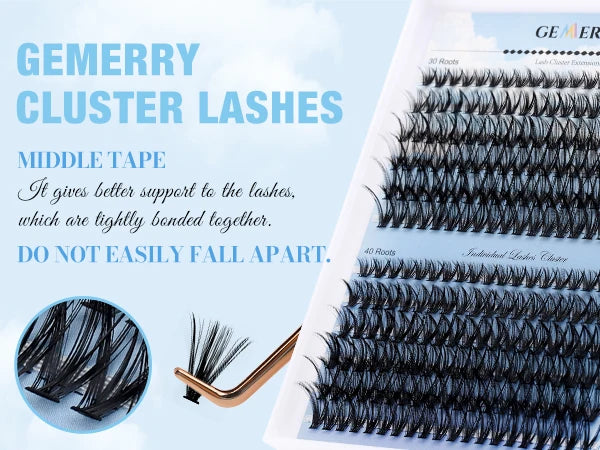 DIY Lash Extension Kit – 280 Clusters with Bond, Seal, Remover & Tweezers (40/50 Pack)