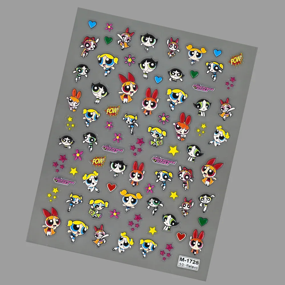 Kawaii Powerpuff Girls Nail Stickers – Cartoon Anime Nail Decals