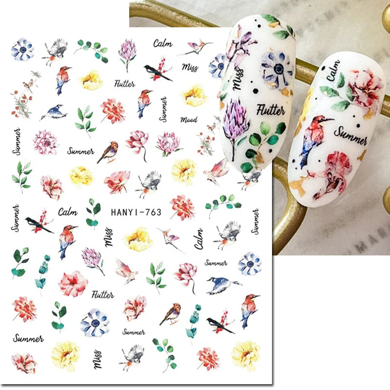 3D Floral & Butterfly Nail Art Stickers