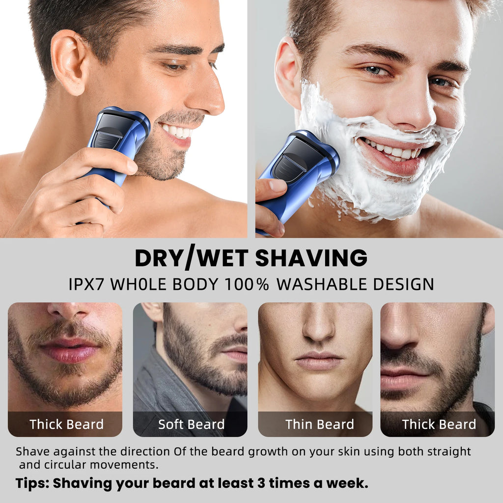Rechargeable Electric Razor for Men – Portable Rotary Shaver & Beard Trimmer, Ideal Travel Grooming Gift
