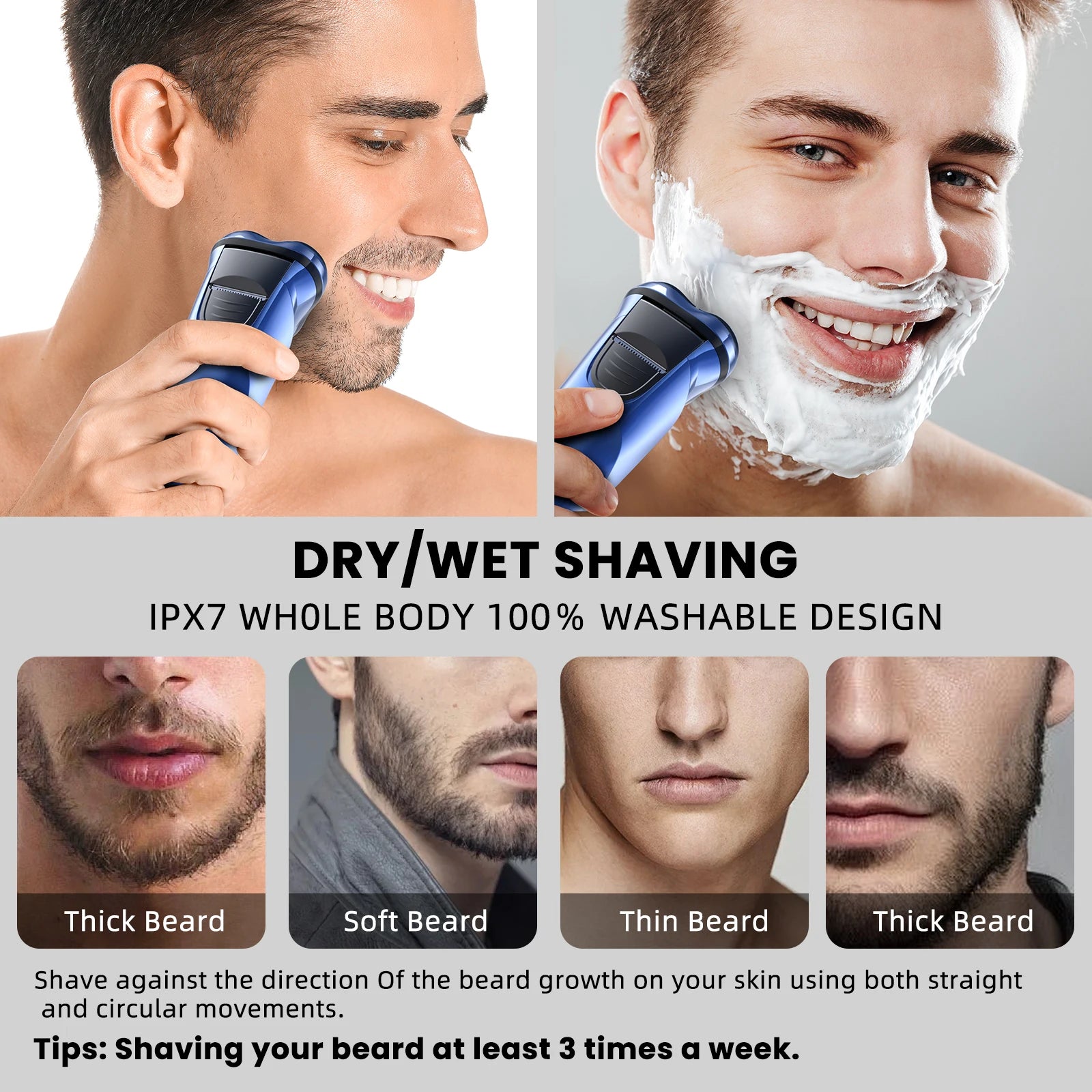 Rechargeable Electric Razor for Men – Portable Rotary Shaver & Beard Trimmer, Ideal Travel Grooming Gift