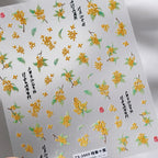 Autumn Maple & Ginkgo 5D Nail Art Stickers – Pumpkins, Ladybugs & Mushrooms