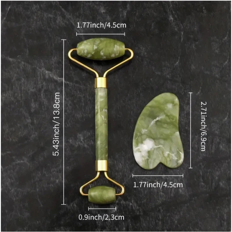 Jade Roller & Gua Sha Set – Anti-Aging Facial Massager