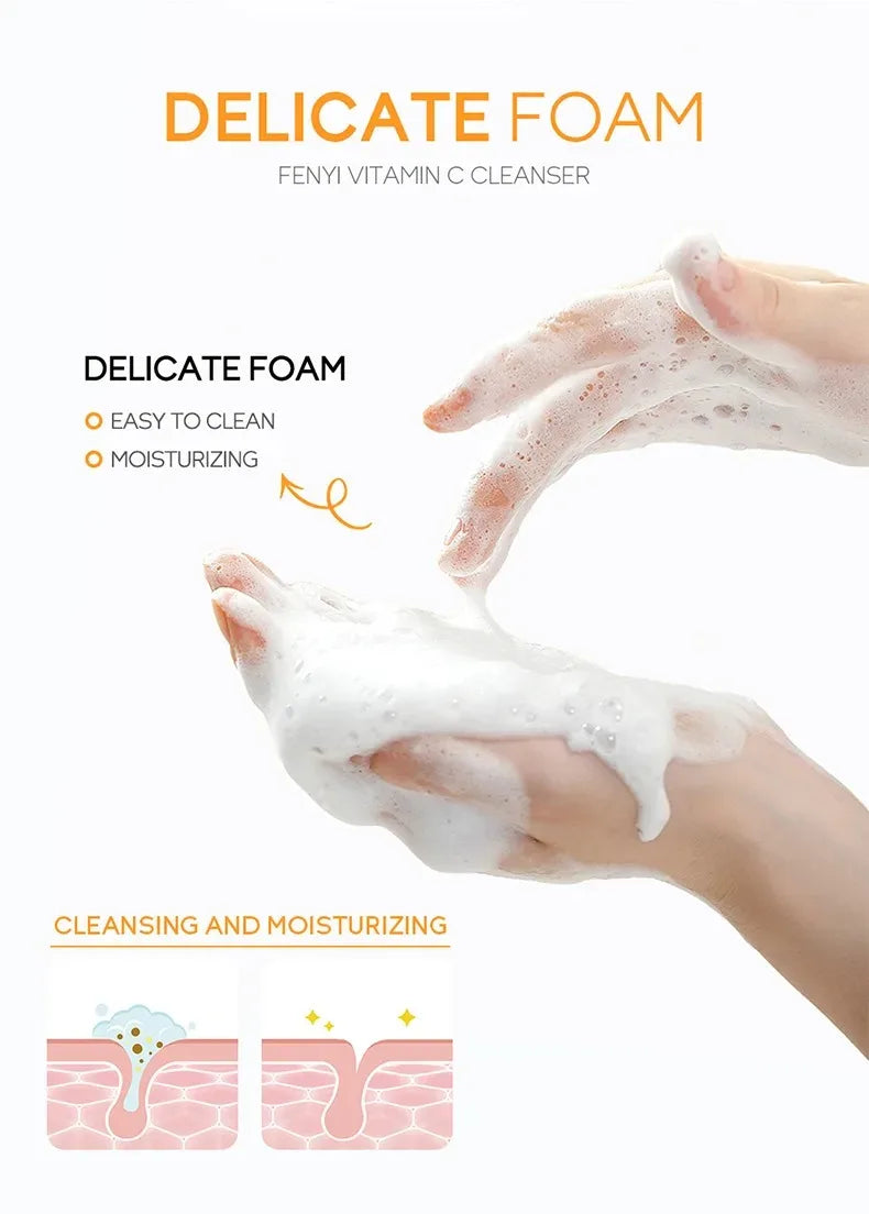 Vitamin C Facial Cleanser – Deep Cleansing, Moisturizing, Blackhead Removal Skincare Foam