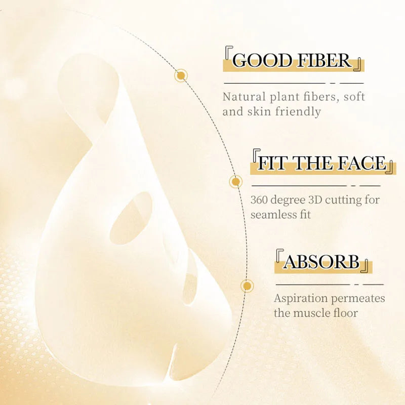 10pcs 24K Gold Vitamin C Hydrating Face Masks