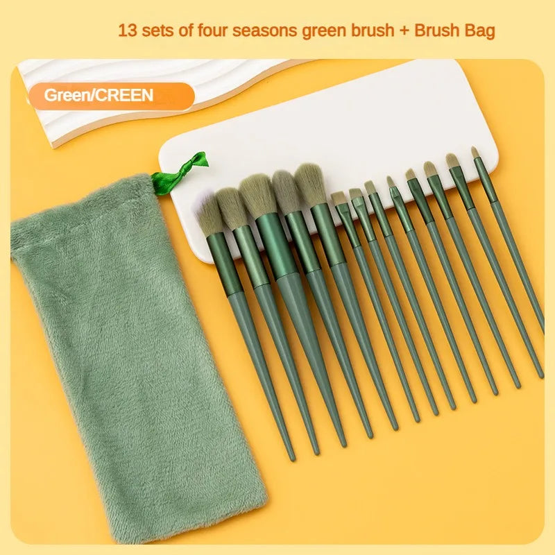 13PurpleFlower Holly Leaf Makeup Brush Set – Soft Hair Full Face Set with Powder, Highlight, Blush & Eyeshadow Brushes