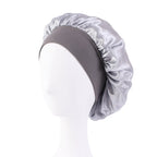 New Women’s Satin Solid Wide-Brimmed Sleeping Hat – Unisex Elastic Head Wrap Bonnet for Hair Care