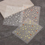 3-Pack 3D Nail Stickers – Gold, Silver & Rose Gold Laser Moon & Butterfly Decals