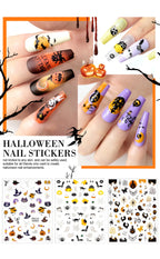 3pcs Halloween Nail Stickers – Pumpkin & Bat 3D Decals