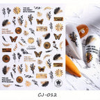 Black & Bronze Nail Art Stickers – Animal, Plant & Love English Designs