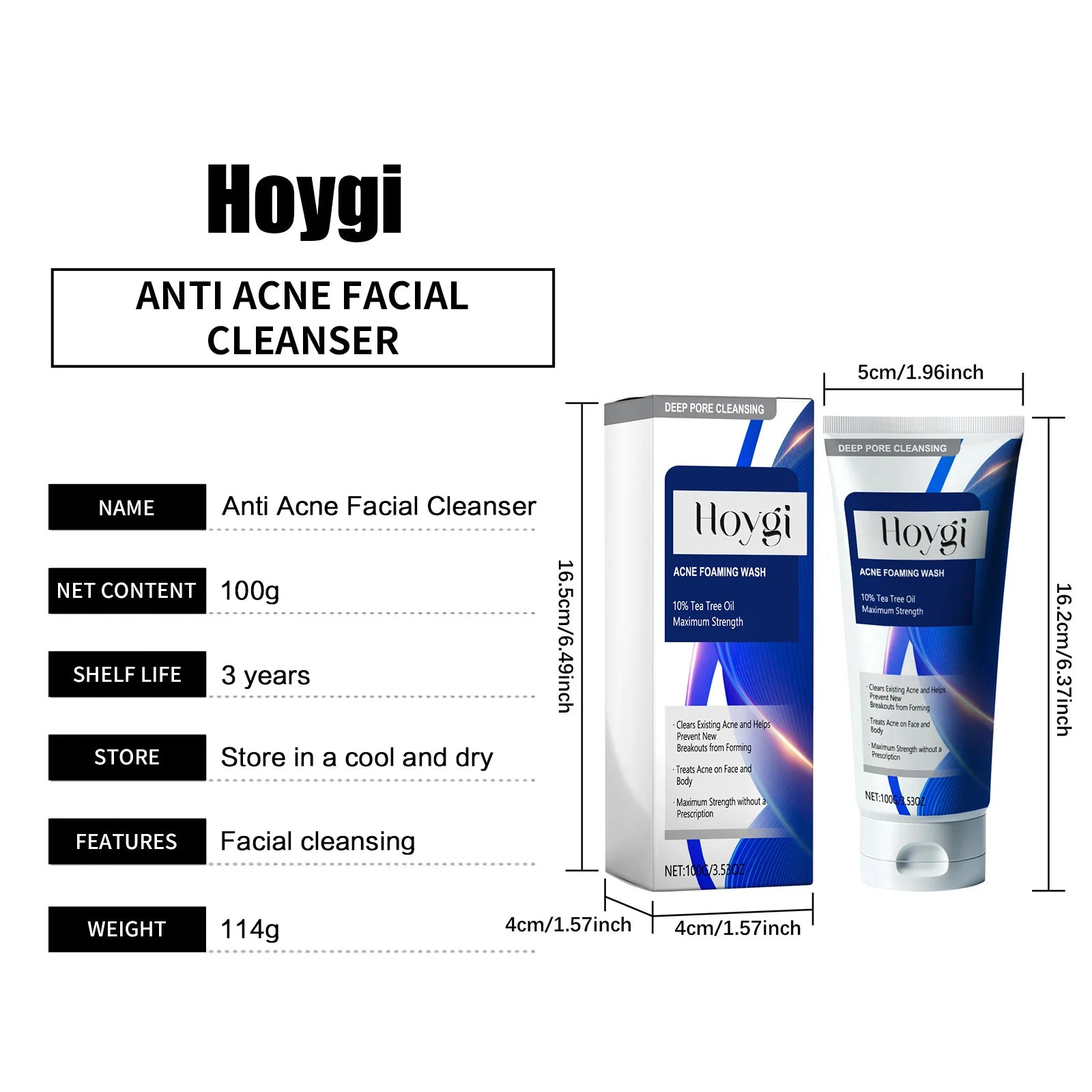 Anti-Acne Oil Control Facial Cleanser – Deep Cleansing, Pore Minimizing, Moisturizing Face Wash (100g)