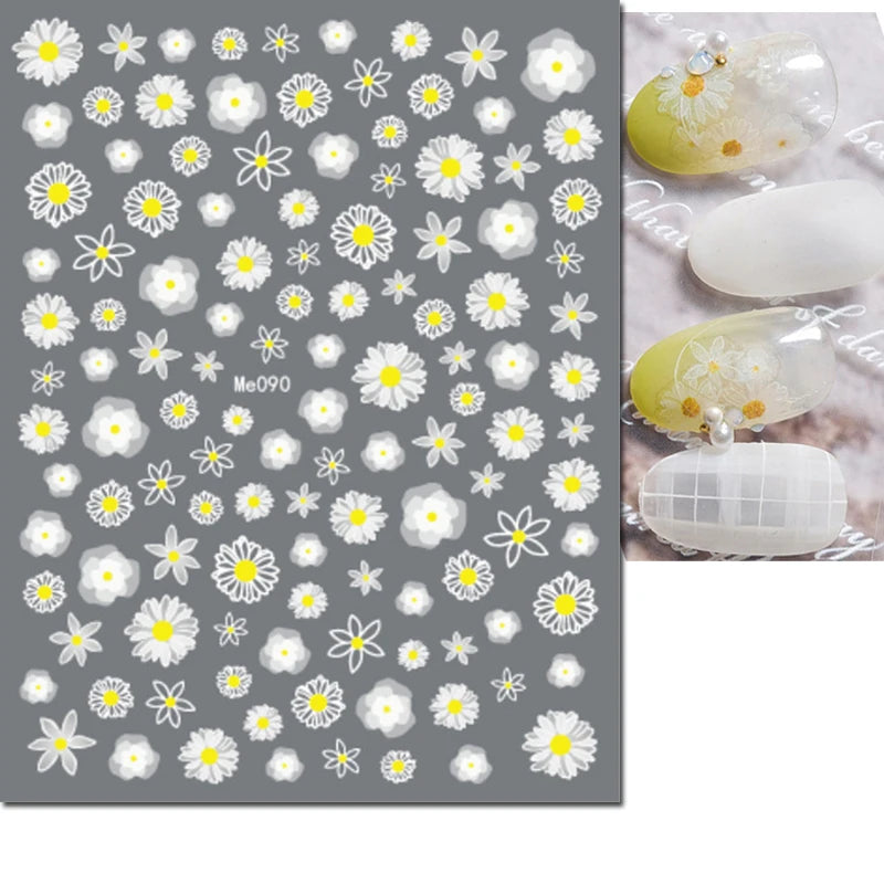 3D Y2K Hibiscus Floral Nail Stickers