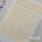 3D Gold Metal Nail Stickers – Chain & Zipper Decals for Women