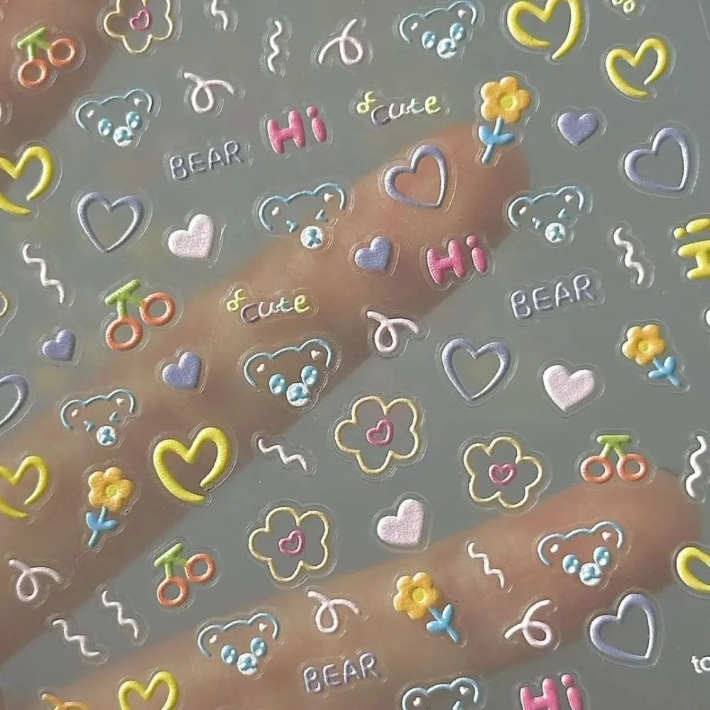Cute Cartoon Nail Stickers – Self-Adhesive Nail Art Decals