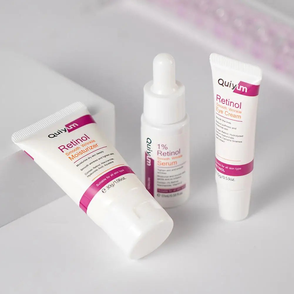 Professional Retinol Skincare Set – Serum, Moisturizer & Eye Cream for Wrinkle Smoothing & Firming