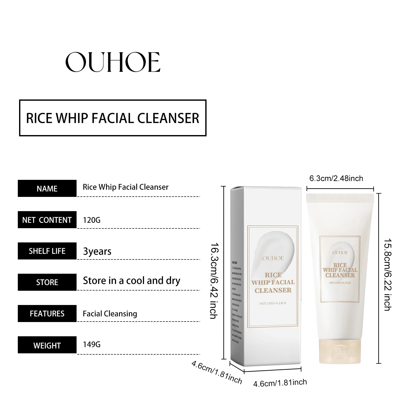 Rice Milk Cleansing Foam 120g – Gentle Hydrating Facial Wash with Rice Extract