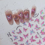 3D Aurora Shell Butterfly Nail Sticker – Pink & Purple, 8×10 cm