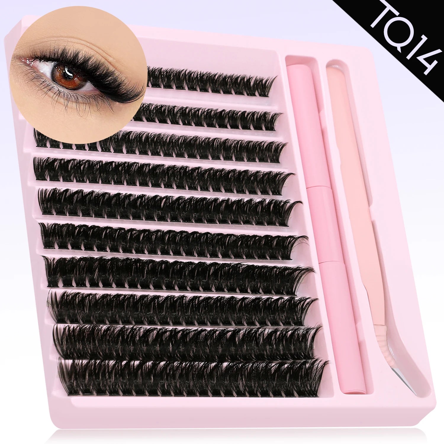DIY Eyelash Cluster Extension Kit with Tweezers & Waterproof Lash Bond